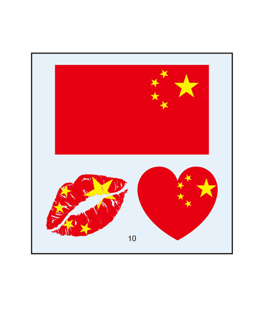 Fashion 10 China (2) Environmental Protection Waterproof Flag Lips Love Tattoo Stickers