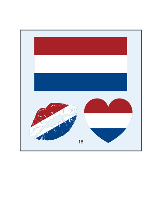 Fashion 18 Holland (2) Environmental Protection Waterproof Flag Lips Love Tattoo Stickers
