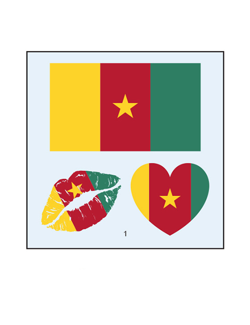 Fashion 1 Cameroon (2 Pcs) Environmental Protection Waterproof Flag Lips Love Tattoo Stickers