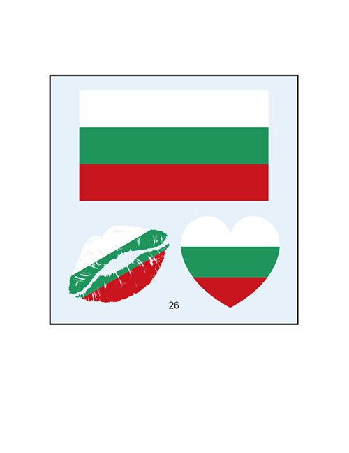 Fashion 26 Bulgaria (2) Environmental Protection Waterproof Flag Lips Love Tattoo Stickers