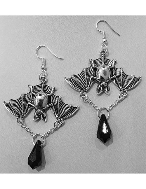 Fashion Antique Silver Alloy Geometric Bat Earrings