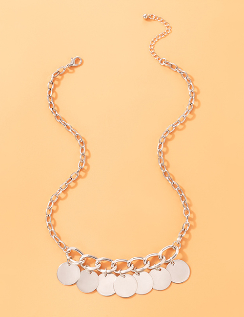 Fashion Silver Alloy Disc Fringe Necklace