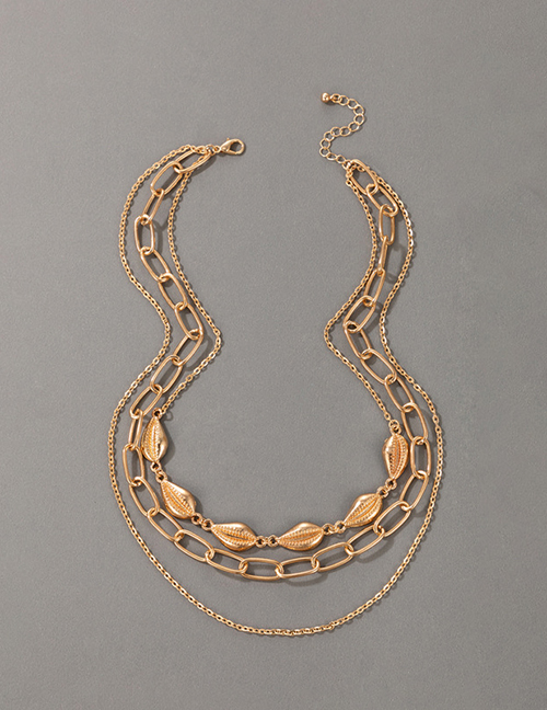 Fashion Gold Alloy Geometric Shell Chain Necklace Set