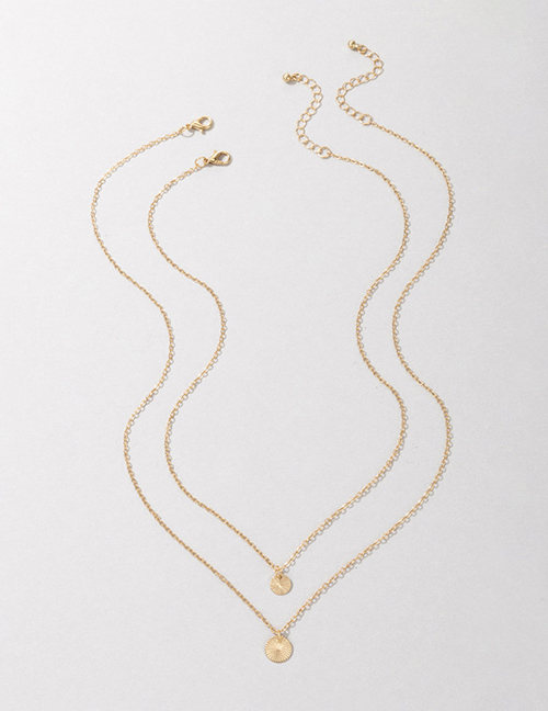 Fashion Gold Alloy Geometric Disc Double Necklace