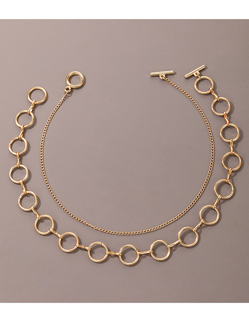 Fashion Gold Alloy Geometric Ring Chain Ot Buckle Necklace Set