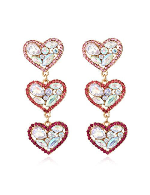 Fashion Suit Alloy Diamond Heart Earrings