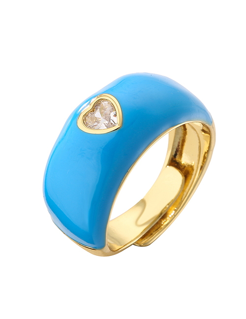 Fashion Blue Brass Inlaid Love Zirconium Oil Drop Earrings