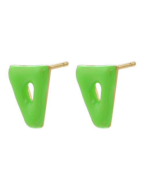 Fashion 1 Pair Of Green Geometric Drip V-shaped Stud Earrings