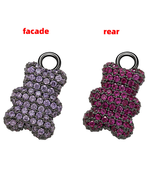 Fashion Small Rose/purple Bronze Diamond Two Tone Bear Diy Ornament Accessories