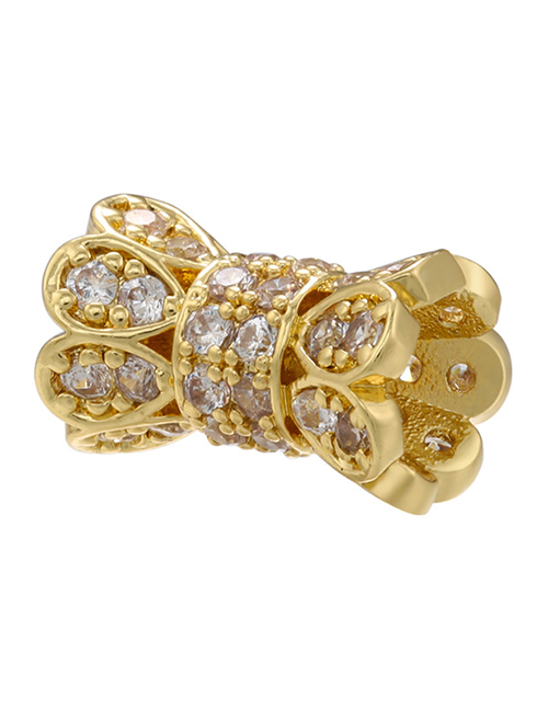 Fashion 7*10.5mm Golden White Diamond Copper Gold-plated Big Hole Diamond Small Waist Diy Jewelry Accessories