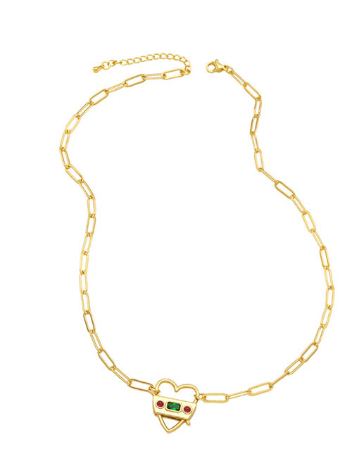 Fashion Necklace Bronze Diamond Heart Bold Chain Necklace