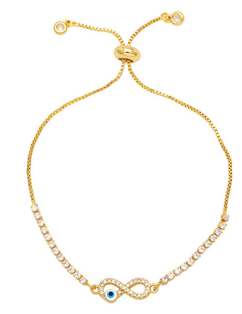 Fashion E Brass Set Zirconia Claw Chain Eye Pull Bracelet