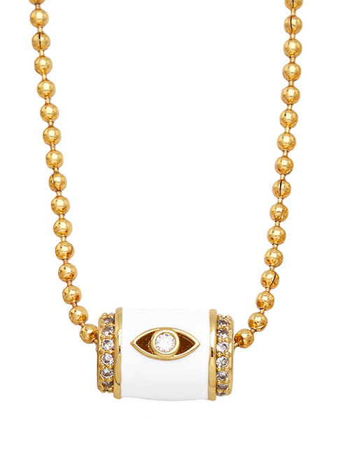 Fashion White Bronze Diamond Eye Drop Oil Small Waist Necklace