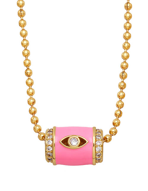 Fashion Pink Bronze Diamond Eye Drop Oil Small Waist Necklace