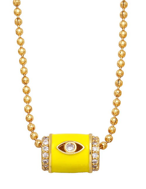Fashion Yellow Bronze Diamond Eye Drop Oil Small Waist Necklace