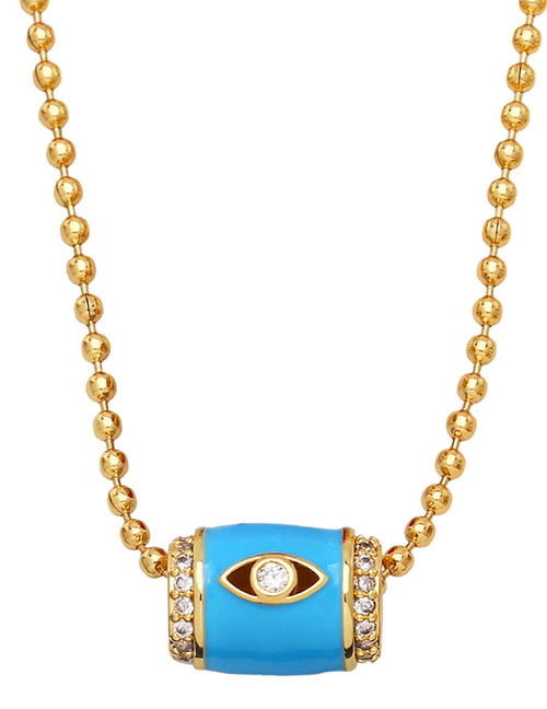 Fashion Blue Bronze Diamond Eye Drop Oil Small Waist Necklace