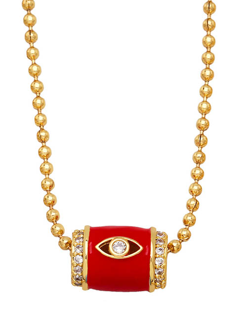 Fashion Red Bronze Diamond Eye Drop Oil Small Waist Necklace