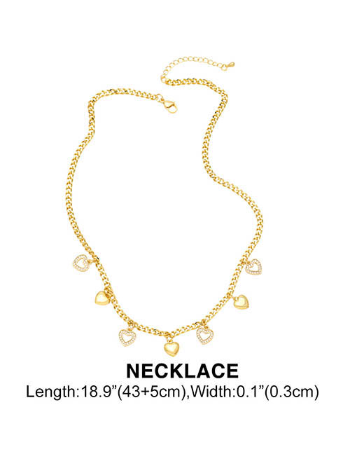 Fashion B Brass Diamond Heart Necklace