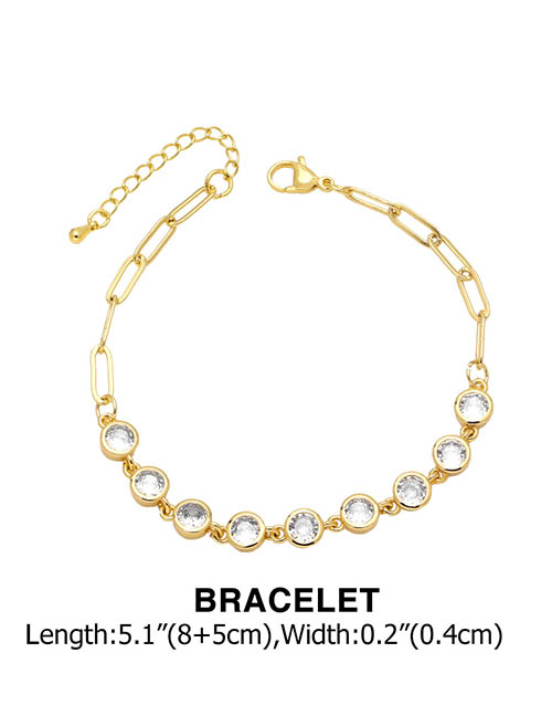 Fashion Bracelet Bronze Zirconium Chain Link Bracelet