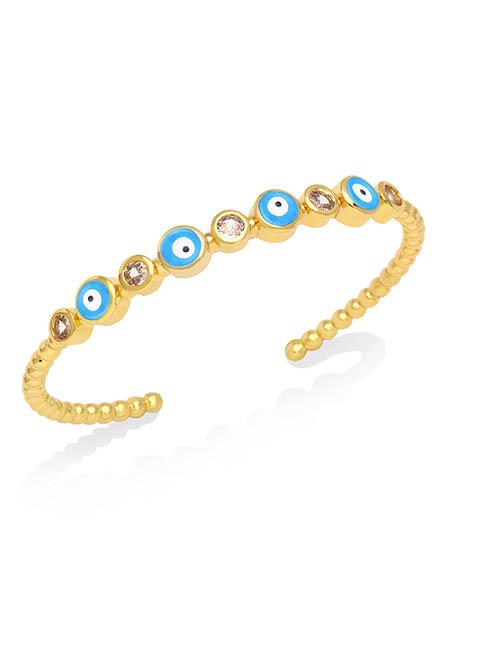 Fashion Light Blue Bronze Zirconium Oil Drop Eye Bracelet