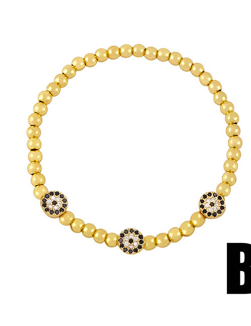 Fashion B Brass Gold Plated Diamond Eye Beaded Bracelet