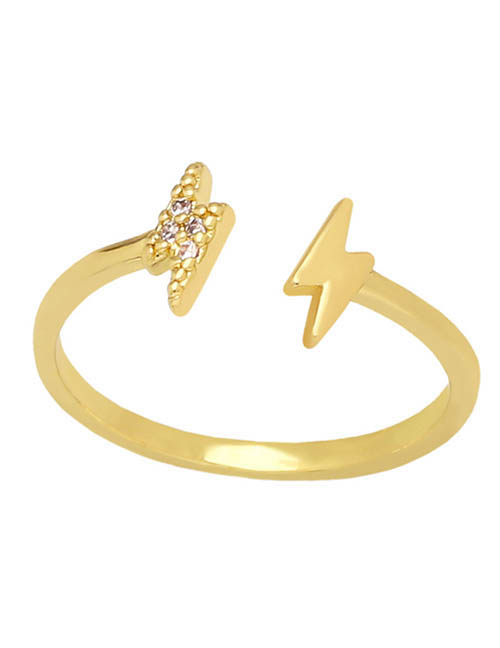 Fashion B Bronze Diamond Lightning Open Ring
