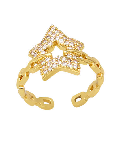 Fashion A Brass Diamond Star Open Ring