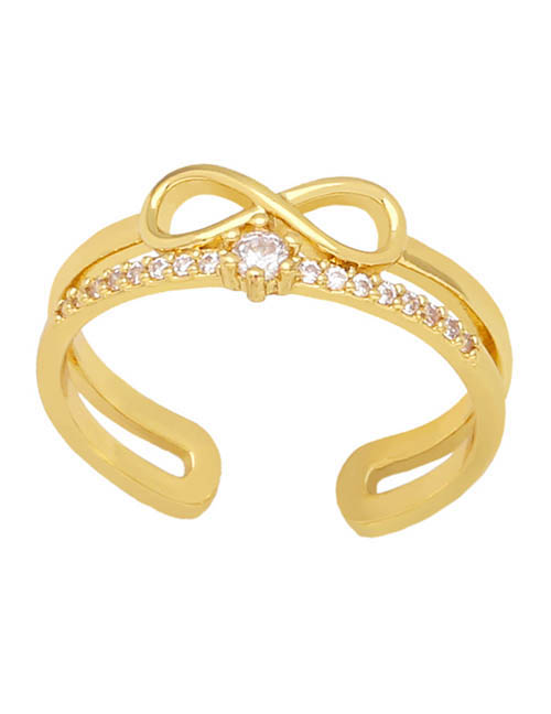 Fashion B Brass Diamond Chain Open Ring