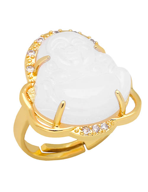 Fashion White Brass And Diamond Maitreya Ring