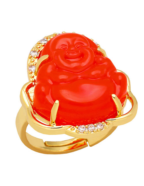 Fashion Orange Brass And Diamond Maitreya Ring