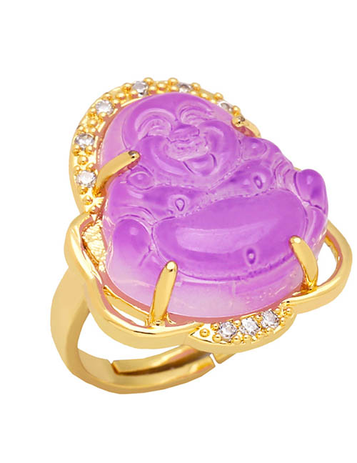 Fashion Purple Brass And Diamond Maitreya Ring