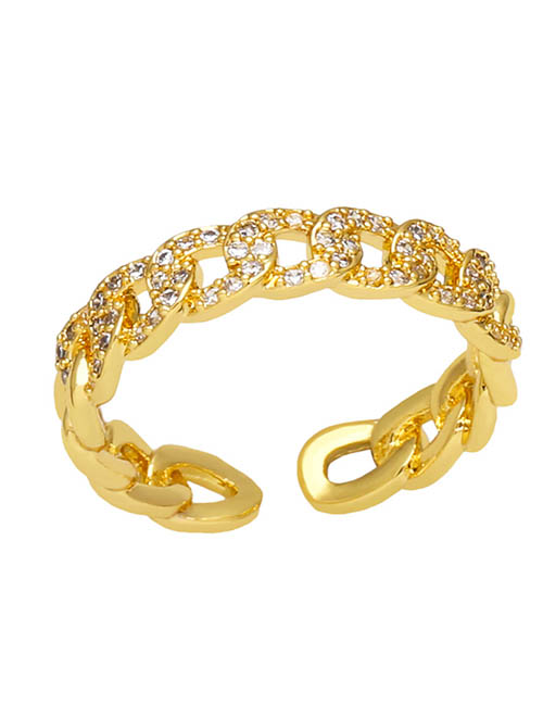 Fashion D Bronze Zirconium Chain Ring