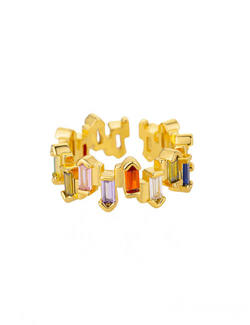 Fashion 4# Copper Set Zirconium Geometric Irregular Ring