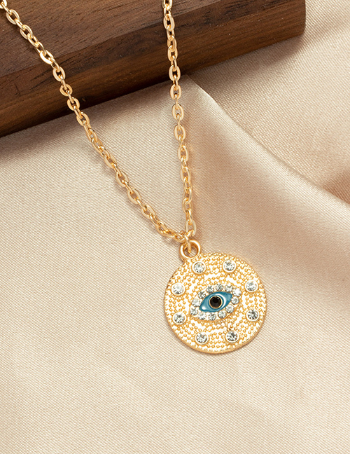 Fashion Gold Bronze Diamond Gold Plated Eye Single Layer Necklace