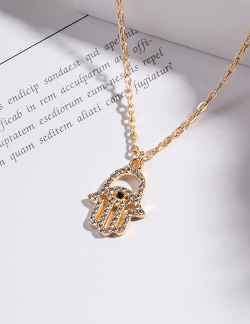 Fashion Gold Alloy Diamond Eye Palm Necklace