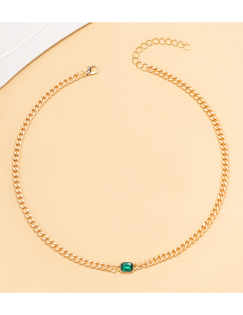 Fashion Gold Alloy Set Square Emerald Necklace