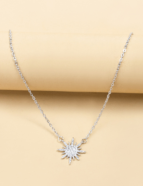 Fashion Silver Alloy Diamond Shine Necklace