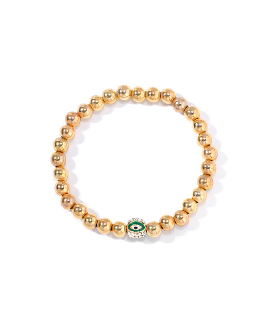 Fashion Green Gold Alloy Plated Beaded Diamond Eye Bracelet