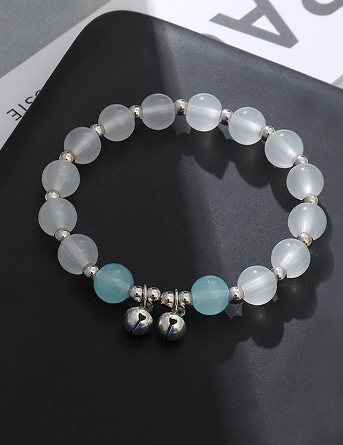 Fashion Light Blue Glass Colored Crystal Beaded Bell Bracelet