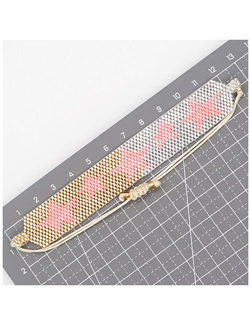 Fashion Pink Rice Beaded Beaded Woven Pentagram Bracelet