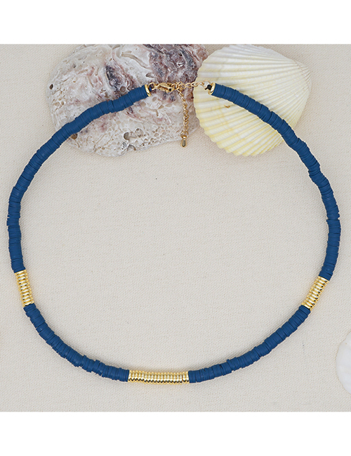Fashion Navy Blue 6mm Soft Ceramic Necklace