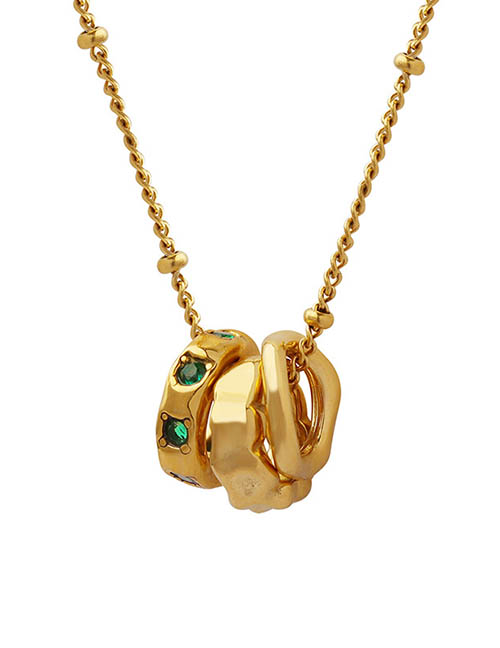 Fashion Gold Titanium Diamond Ring Necklace