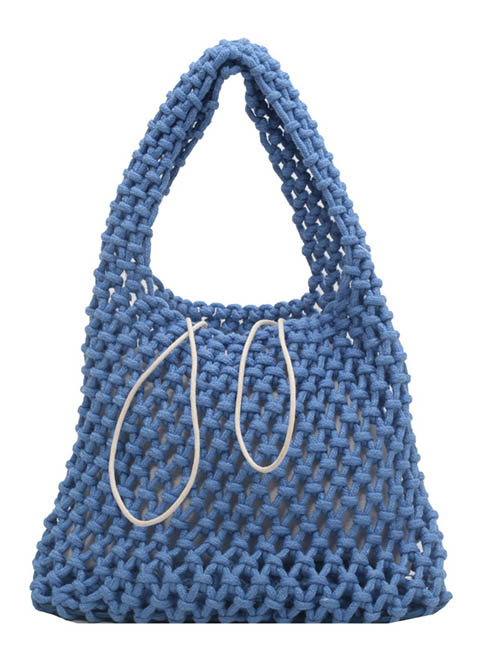 Fashion Blue Open Braided Large Capacity Tote