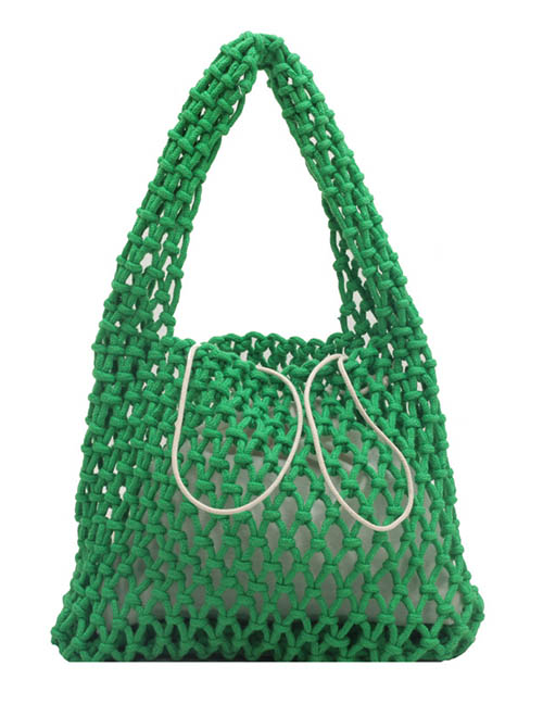 Fashion Green Open Braided Large Capacity Tote