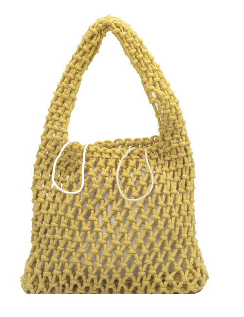 Fashion Yellow Open Braided Large Capacity Tote