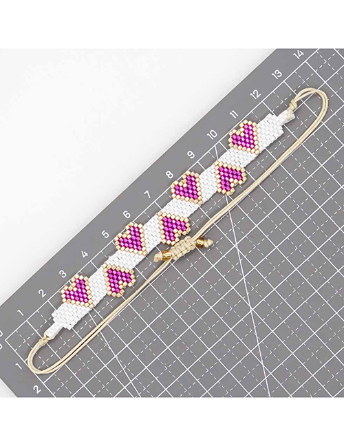 Fashion Purple Rice Beaded Braided Heart Bracelet
