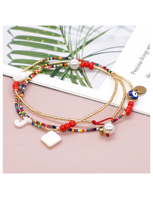 Fashion Color Glass Rice Beaded Multilayer Shell Braided Bracelet