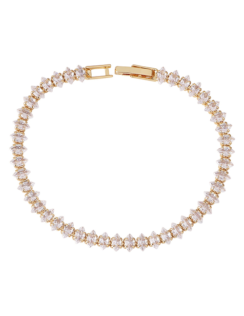 Fashion White Brass Zirconium Geometric Snap Bracelet