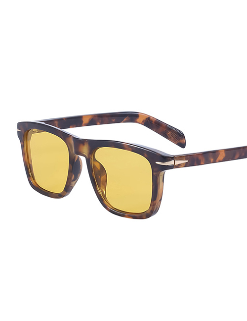 Fashion Amber-packed Yellow Flakes Pc Square Large Frame Sunglasses