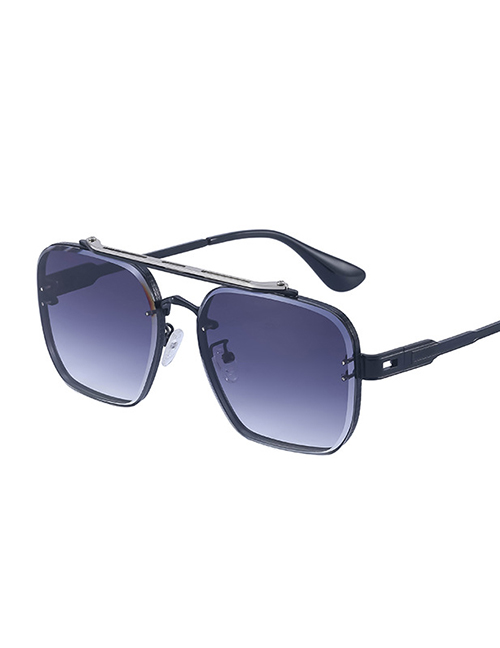 Fashion Black Double Grey Pc Square Large Frame Sunglasses